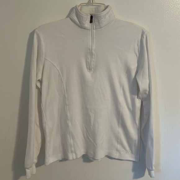 Odlo Tops - Odlo 1/4 Zip White Long Sleeve Base layer Shirt with Floral Collar Pattern Sz M